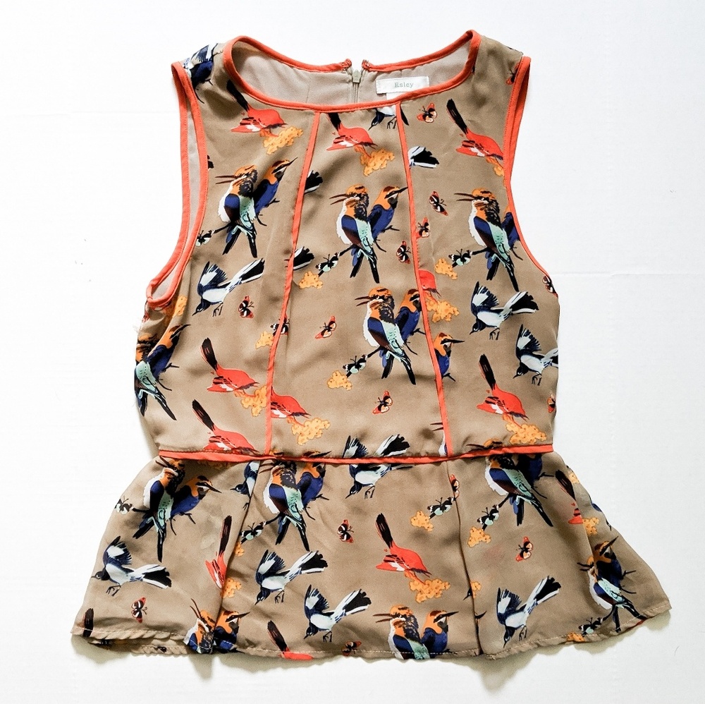 Anthropologie Esley Zip Peplum Sleeveless Blouse